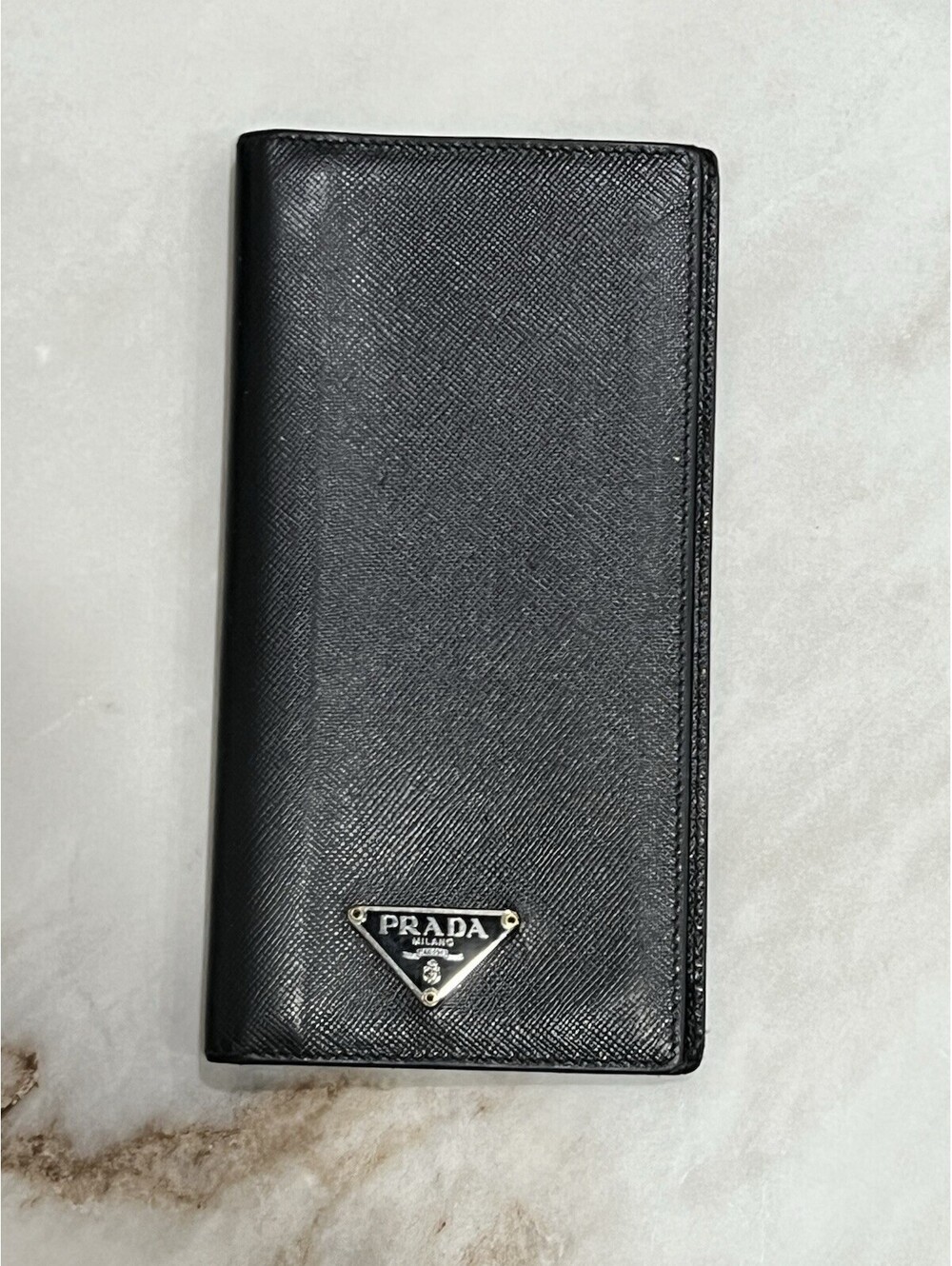VINTAGE ORIGINAL PRADA BLACK SAFIANO LEATHER UNISEX CHECKBOOK